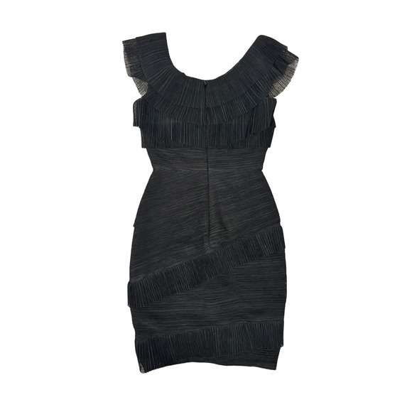 BCBG MAX AZRIA Briana Black Pleated Tulle Cocktail Dress Size 0 - Picture 2 of 5